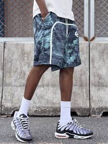 EVRINFINITE Pantalones cortos deportivos de verano para hombres con estampado de hojas y cordón en la cintura - Multicolor - Ver 5