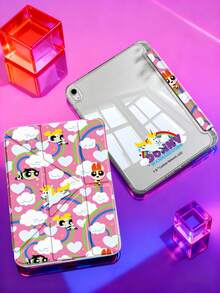 THE POWERPUFF GIRLS X SHEIN 卡通彩虹女孩平板电脑保护套，兼容 iPad (A16) 11 英寸第 11 代（2025 年款）/ iPad 第 10 代、iPad Pro 2020/2021 11 英寸、iPad 7/8/9 代、Galaxy Tab A9 Plus，高端质感，支持 3+Y 折叠，具备自动唤醒/睡眠功能和内置笔槽，防震保护套。 - 彩色 - 查看 1