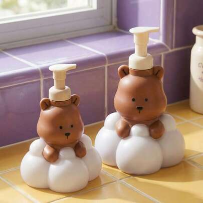 Joivida 1个装，洗手液/沐浴露瓶，可爱卡通熊造型设计，适合放置于浴室，可装250/500毫升洗手液，可补充装，适合作为情人节、复活节、生日礼物。