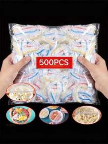 300/500个装可重复使用的弹性食品保鲜盖 - 半透明弹性塑料包装，非常适合保存剩菜、水果和蔬菜 - 非常适合厨房、冰箱和台面收纳，也非常适合婚礼装饰、圣诞节装饰、生日装饰、生日礼物、圣诞餐桌装饰、圣诞节、圣诞装饰、圣诞礼物等等。 - 彩色 - 查看 2