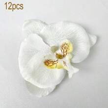 7/12/15片装兰花花瓣，3.9英寸人造PU蝴蝶兰花头，散装仿真兰花，适用于婚礼花束、DIY工艺品、新娘送礼会和摄影道具 - 白色 - 查看 8