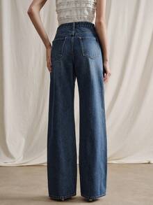 Anewsta Quần jeans ống đứng thêu hoa phong cách lãng mạn mới dành cho nữ, mùa xuân/hè. - Rửa tối - Xem 5