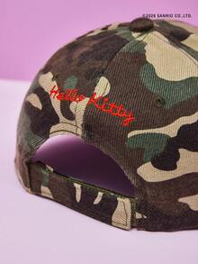 HELLO KITTY AND FRIENDS | Joivida Ladies Camouflage Print Cartoon Embroidered Baseball Cap - Army Green - View 5