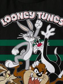 LOONEY TUNES X SHEIN 男童卡通图案短袖休闲T恤 - 白色 - 查看 4