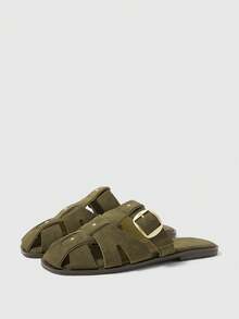 Sleekvia Women's Comfortable Flat Non-Slip Metal Outdoor Flip Flops Summer - Dark Green - View 8