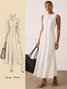 Lilora Elegantes Damen Tencel Baumwoll-Ärmelloses Kleid, Elegantes weißes Kleid, Kleider für Damen, Elegantes Abendkleid, Kleid für Damen, Elegantes modernes Kleid. Dieses raffinierte, stilvolle, vielseitige und elegante Kleid eignet sich für den Arbeitsweg, den Alltag, Freizeitaktivitäten, Partys, Dates, Zusammenkünfte, Lässig, Picknicks, Urlaube, Sommerausflüge und Urlaubsreisen. Elegante Damenkleider, klassische ärmellose Kleider für Damen, Elegante Damenkleider, Maxikleider für Damen, Elegante Damenkleider, Casual-Kleider für Damen - Weiss - Übersicht 8