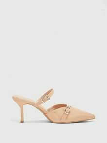 CUCCOO BIZCHIC Women's Pointed-Toe Buckle Design Everyday Versatile And Stylish High Heels - Apricot - View 1