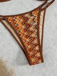 Swim Vcay Bộ bikini dây mảnh dệt kim jacquard cạp cao, kiểu dáng trái tim, thích hợp cho lễ hội âm nhạc bãi biển mùa xuân/hè dành cho nữ. - Nhiều màu - Xem 6