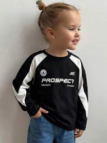 Dazy Kids Tween Girl Color-Block Letter Graphic Round Neck T-Shirt - Black - View 3
