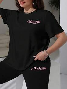 SHEIN EZwear Black Plus Size 2 Pieces Set - Black - View 5