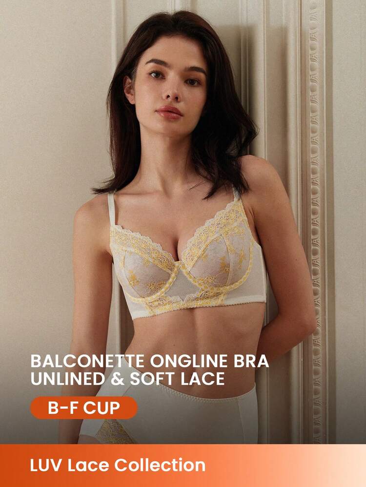 Oddychający, niepodszyty, elegancki koronkowy gorset push-up balkonetka, bielizna salonowa, żółty i biały, minimalistyczny biustonosz ślubny z koronką w kwiaty, bielizna jako odzież wierzchnia, biustonosz ślubny