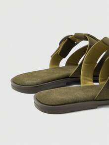 Sleekvia Women's Comfortable Flat Non-Slip Metal Outdoor Flip Flops Summer - Dark Green - View 7