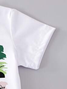 1 Set Toddler Boys' Summer Coconut Tree & Letter Print Short Sleeve Outfit, Suitable For Beach Vacation/Casual Play, Ideal For Outings, Spring/Summer - Multicolor - View 7