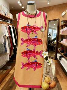SHEIN LUNE 2026 Plus Size Women's Summer Fashion Casual Simple Versatile Brown Round Neck Sleeveless Plus Size Dress, Suitable For Wear. Gym - Yellow - View 4