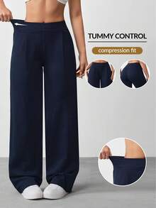 Jeanoix 女士休闲直筒阔腿牛仔裤，春夏款 - 藏蓝色 - 查看 1