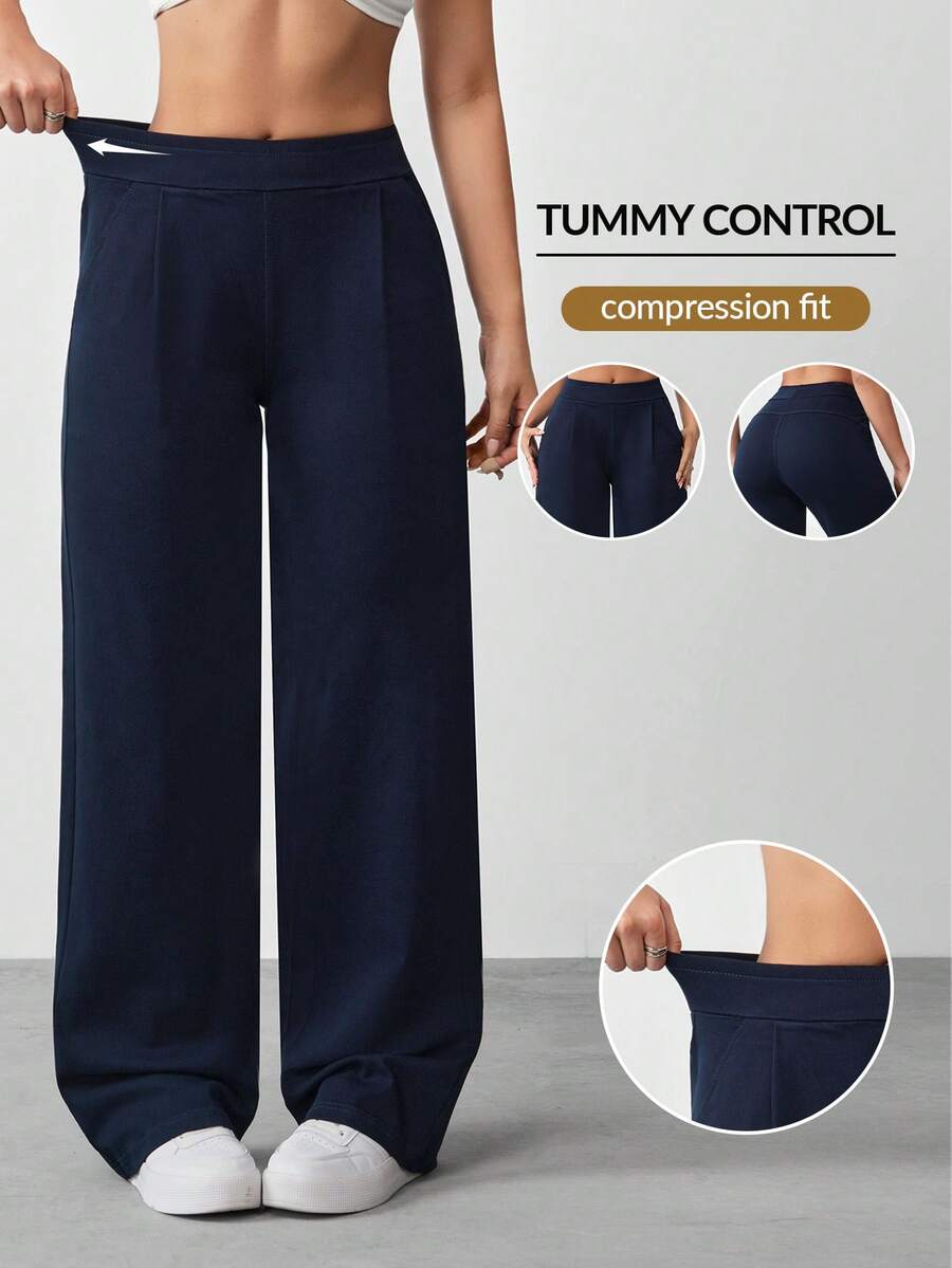 Jeanoix 女士休闲直筒阔腿牛仔裤，春夏款 - 藏蓝色 - 查看 1