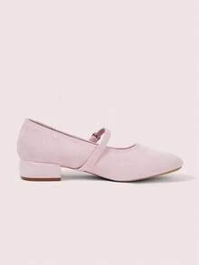CUCCOO DOLLMOD Giày Mary Jane Lolita mũi tròn bằng da lộn màu hồng dễ thương dành cho nữ, kiểu dáng cơ bản, đa năng, gót dày. - Hồng - Xem 2