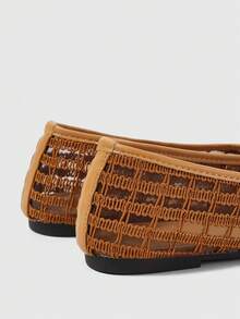 Sleekvia Ladies Fashion Elegant Lace Mesh Comfortable Square Toe Flat Sole Shoes - Brown - View 5