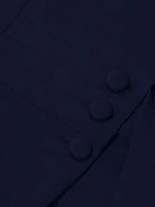 GlowEve CURVE Plus Size Women's Solid Color Minimalist Sleeveless Blazer - Navy Blue - View 4