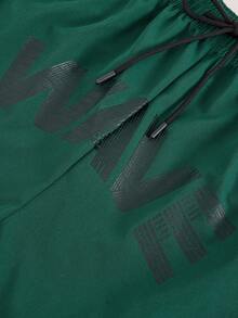 Driftmere 男士休闲字母印花短裤，夏季 - 綠色 - 查看 3