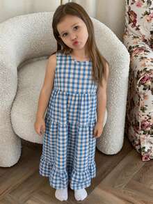 Dazy Kids Tween Girls' Sleeveless Ditsy Floral Dress, Summer - Blue - View 3