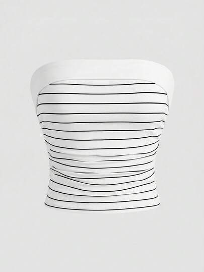 SHEIN Girlism Áo hai dây dệt kim họa tiết da báo, xếp ly, dáng ôm thoải mái dành cho thiếu nữ.