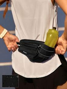 GLOWMODE 带水壶口袋的拉链腰包，防水材质，可斜挎，配有可调节肩带 - 黑色 - 查看 1