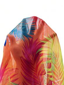 Vaytide Bãi Biển Mùa Hè Nữ Nhiệt Đới In Hình Quấn Quanh Thắt Dây Dây Cổ Che ĐẦM - Màu Cam cháy - Xem 8