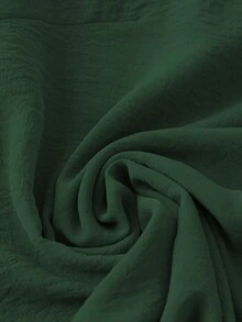SHEIN LUNE 大码女式纯色单排扣休闲百搭通勤衬衫 - 綠色 - 查看 3
