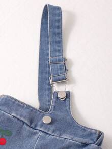 Bộ 2 món gồm áo không tay và quần yếm denim cho bé gái, trang phục mùa hè dễ thương. - Màu xanh lam - Xem 4