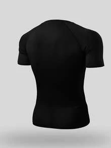 GymBeat Men's Barbell Print Raglan Short Sleeve Sports T-Shirt, Gym - Black - View 2