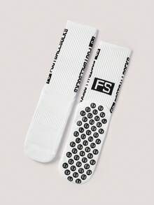 1 par halkfria kompressionsstrumpor för fotboll, andningsbara professionella matchstrumpor, tjockt frottéfoder, unisex, höst - Vitt - Visa 1