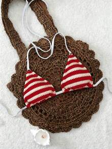 Elavelle Áo bikini buộc dây cổ bằng vải jacquard dành cho nữ, mùa xuân/hè. - Nhiều màu - Xem 2