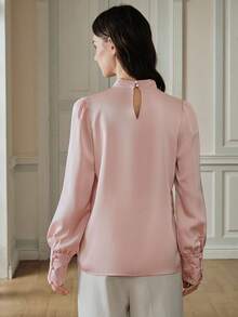 Anewsta 2026 Spring New Elegant French Style Casual Women Hollow Out Embroidery Blouse - Pink - View 2
