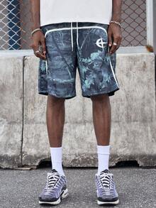 EVRINFINITE Pantalones cortos deportivos de verano para hombres con estampado de hojas y cordón en la cintura - Multicolor - Ver 8
