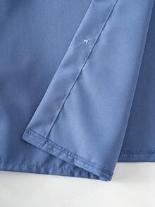 Vacaura 2 piezas Conjunto de verano para adolescentes, camisa con botones y pantalones de corte holgado, uso diario casual - Azul - Ver 5