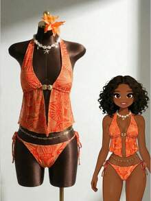Bonvoyette Summer New Arrival European And American Women's Summer Beach Full Print Sexy Fashion Halter Tankini Swimsuit Set Women Vacation Outfit Sets Women Summer Outfits 2 Pieces Festival Outfits For Women,Party Outfit,Beach Outfits ,Wedding Guest Dress For Women ,Elegant Dresses For Women Women's 2 Pieces Swimsuit Women's Swimsuit Y2k Swimsuit Zebra Print Bikini Top Tummy Control Swimsuit Bikinis Set For Women Women S Beach Outfits Beach Outfit For Women Summer Swimsuit - Multicolor - View 3