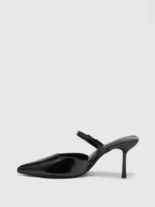 CUCCOO BIZCHIC Tacones altos de diseño con hebilla de punta fina para uso diario de mujeres - Negro - Ver 3