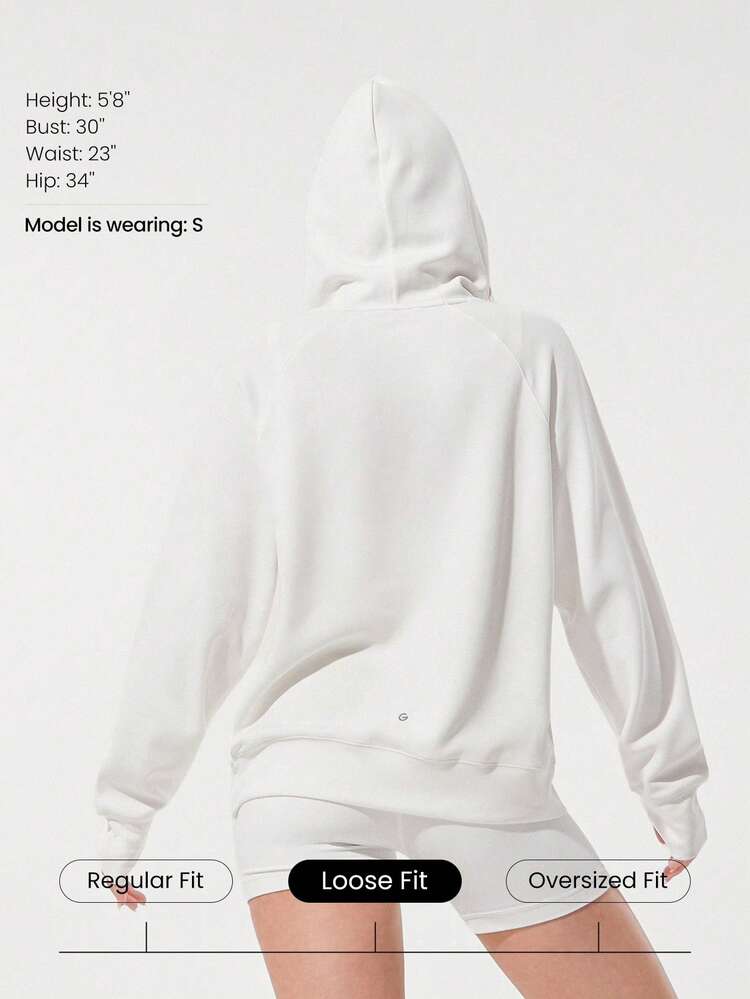 Moletom Oversized de Manga Longa com Zíper Parcial, Toque de Seda Modal, Outono