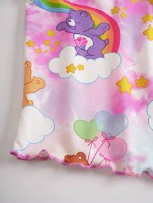 SHEIN X Care Bears 少女熊印花吊带背心和短裤睡衣套装 - 粉色 - 查看 7