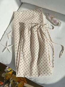 Comfortcana Quần ống rộng chấm bi cạp chun dành cho nữ, kiểu dáng thường ngày, đa năng, thích hợp mặc hàng ngày. - Màu be - Xem 4