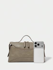 SHECARRY Bolso de mujer de piel sintética con estampado de cocodrilo gris - Gris - Ver 5