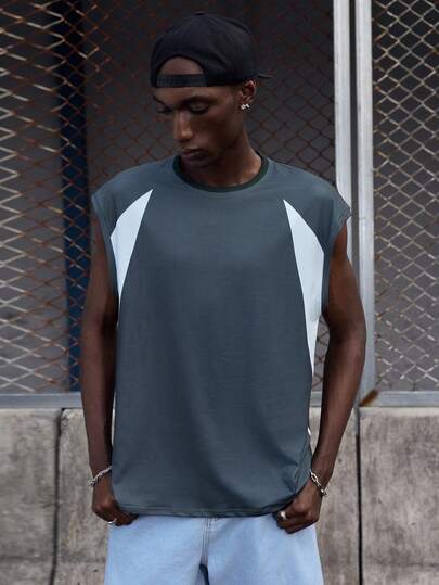 EVRINFINITE 男士休闲撞色拼接背心，夏季