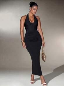 INAWLY Chân váy hai lớp ôm bụng dành cho nữ, có lớp lót định hình, eo bó, lưng nhún, gấu váy đuôi cá, thích hợp mặc thường ngày/công sở/dự tiệc, màu đen, mùa thu/đông. - màu đen - Xem 4