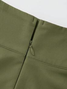 Franclia 女士高腰优雅时尚百搭垂坠高端中国风山水印花系腰半身裙 - 綠色 - 查看 7