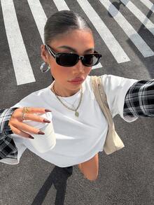 Muchica 撞色针织女式休闲T恤 - 彩色 - 查看 7