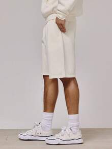 Musero Longer Line Sweat Elasticated Drawstring Waistband Co Ord Shorts Only Spring Summer Essentials - Apricot - View 4