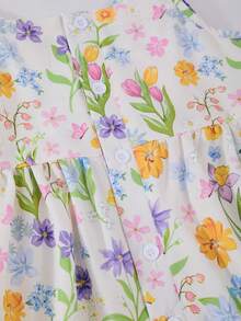 SHEIN 两件套：少女休闲粉色荷叶边吊带背心和蓝色做旧牛仔短裤，配格子腰带，百搭时尚日常装 - 彩色 - 查看 6