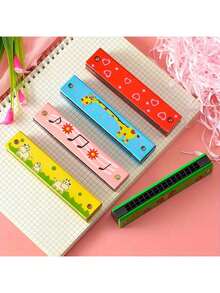 1pc/5pcs/3pcs 12 Styles Harmonica, 16-Hole Double Row Portable Cartoon Harmonica, Musical Instrument Toy Gift For Adult Beginner (Random Style & Color) - Multicolor - View 6