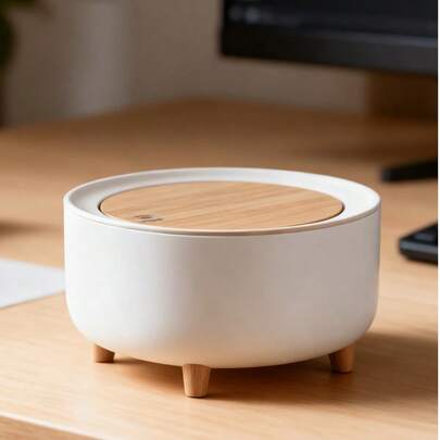 Square Plastic Trash Can With Lid And Push-Button Design, Odor-Proof And Airtight, Suitable For Bedrooms, Bathrooms, Living Rooms, Offices And Kitchens.
